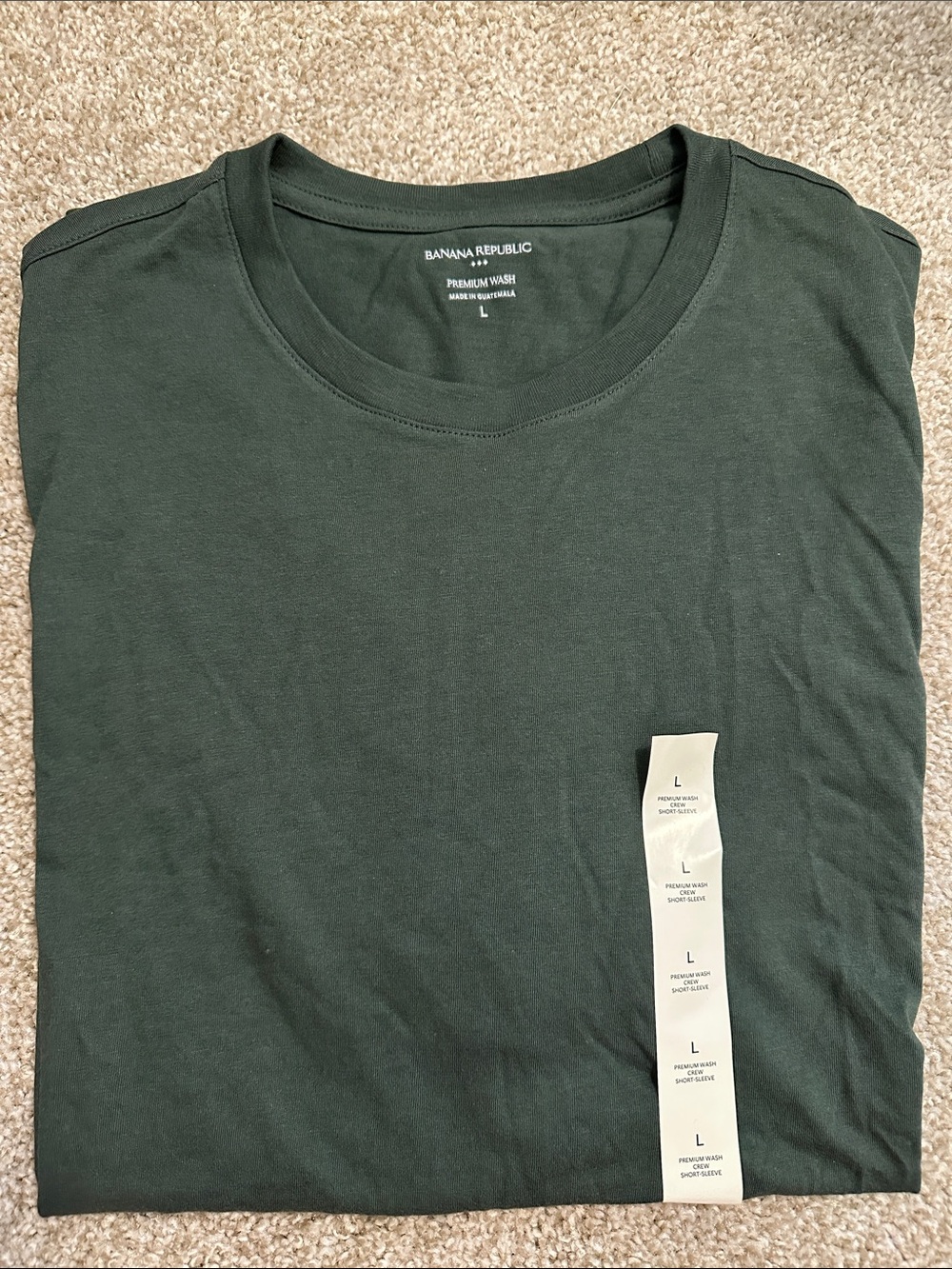 Banana Republic Men's Premium Wash Crew Neck Tee - Forest Green NWT